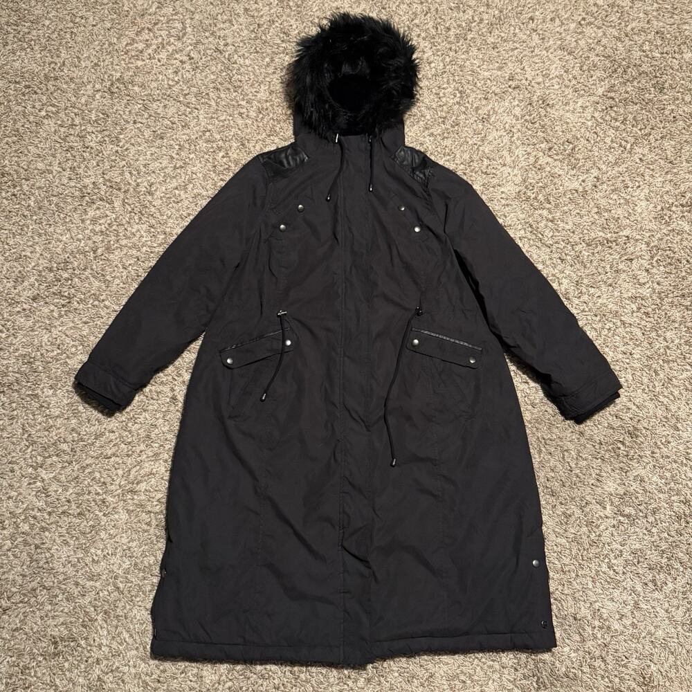 Torrid Womens Black Wind & Water Resistant Faux Fur Hooded Jacket Plus Size 2 - Picture 3 of 16